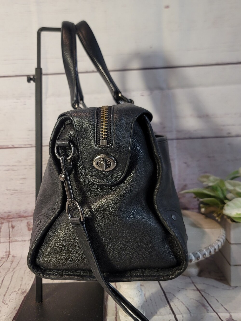 Coach Rhyder 33689 Black Leather Satchel Crossbody Doctor Bag - Picture 5 of 14